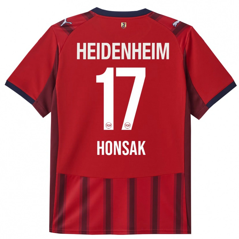 Danxen Enfant Maillot Mathias Honsak #17 Rouge Marine Tenues Domicile 2025/26 T-Shirt
