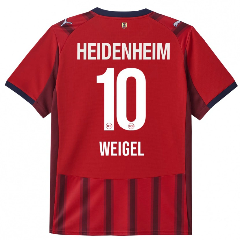 Danxen Enfant Maillot Tobias Weigel #10 Rouge Marine Tenues Domicile 2025/26 T-Shirt