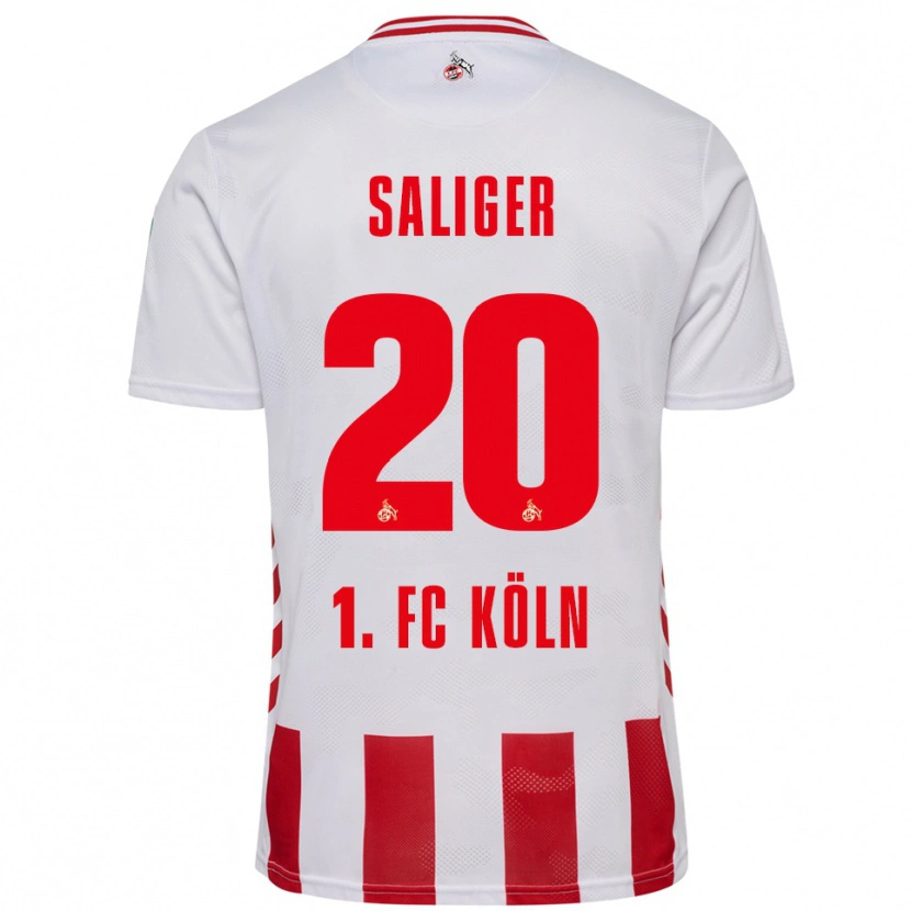 Danxen Enfant Maillot Jonas Saliger #20 Blanc Rouge Tenues Domicile 2025/26 T-Shirt