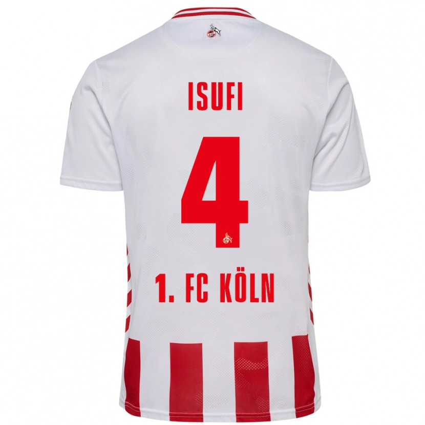 Danxen Enfant Maillot Leo Isufi #4 Blanc Rouge Tenues Domicile 2025/26 T-Shirt