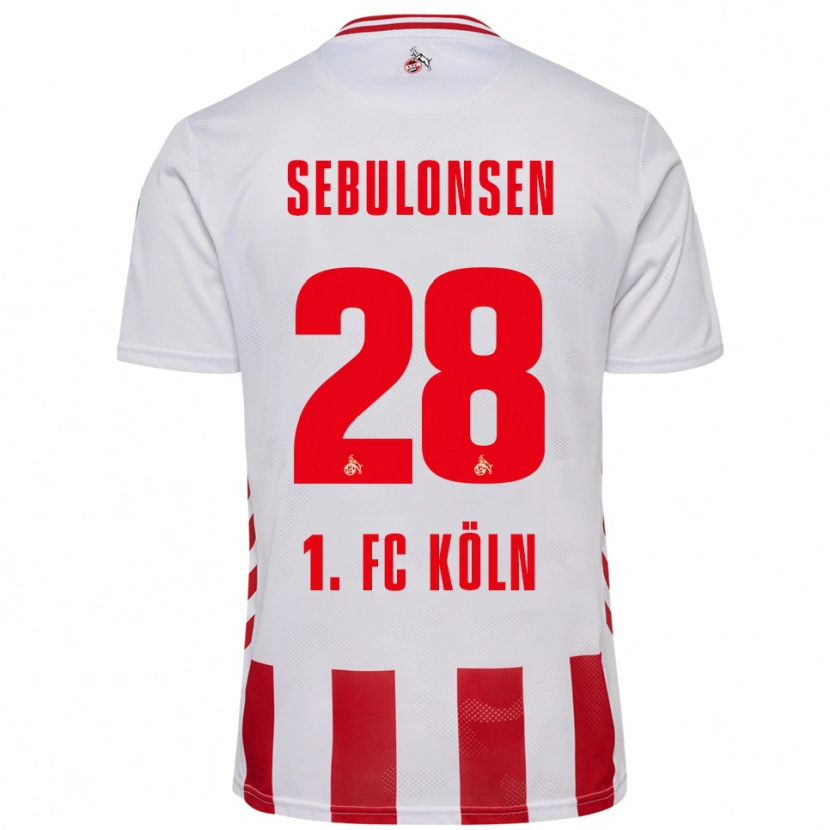 Danxen Enfant Maillot Sebastian Sebulonsen #28 Blanc Rouge Tenues Domicile 2025/26 T-Shirt