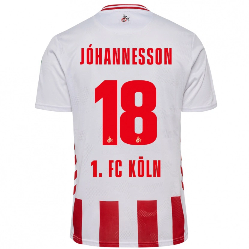 Danxen Enfant Maillot Ísak Jóhannesson #18 Blanc Rouge Tenues Domicile 2025/26 T-Shirt