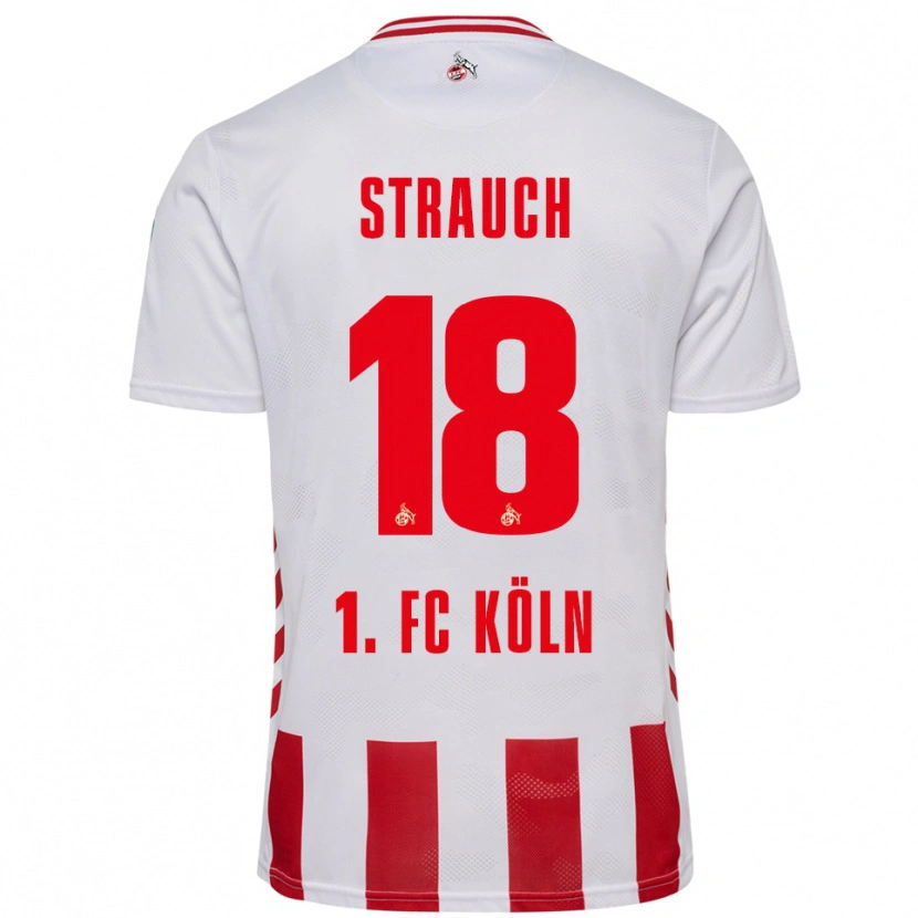 Danxen Enfant Maillot Georg Strauch #18 Blanc Rouge Tenues Domicile 2025/26 T-Shirt