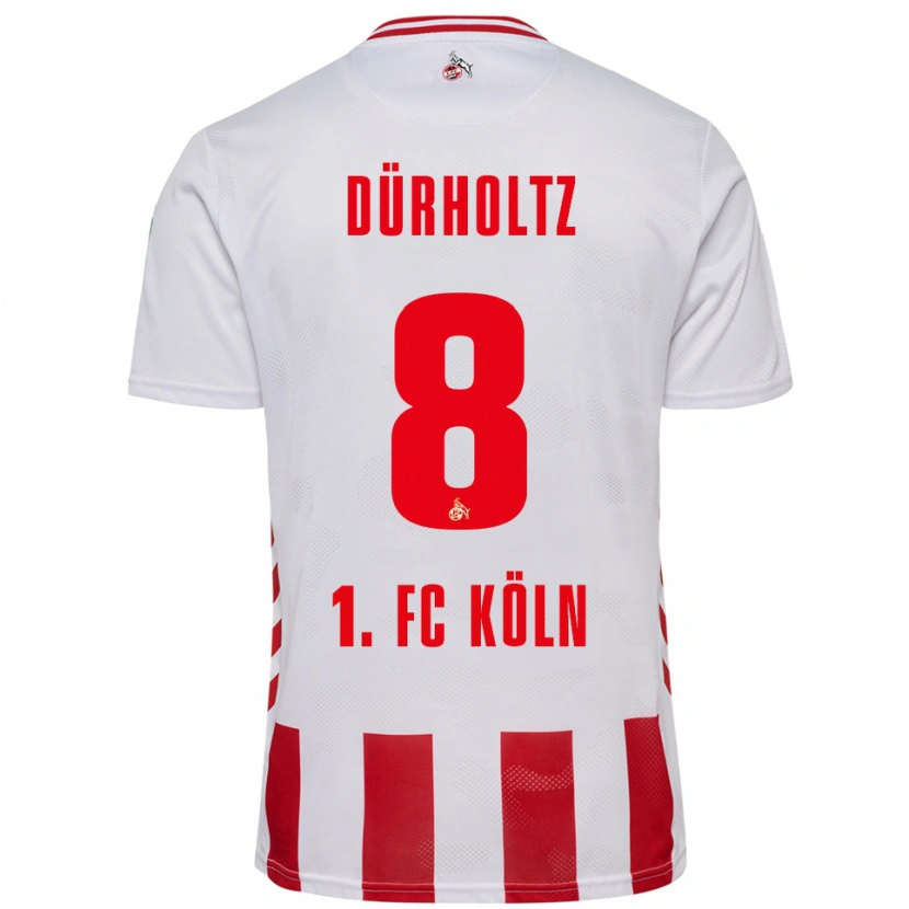 Danxen Enfant Maillot Luca Dürholtz #8 Blanc Rouge Tenues Domicile 2025/26 T-Shirt