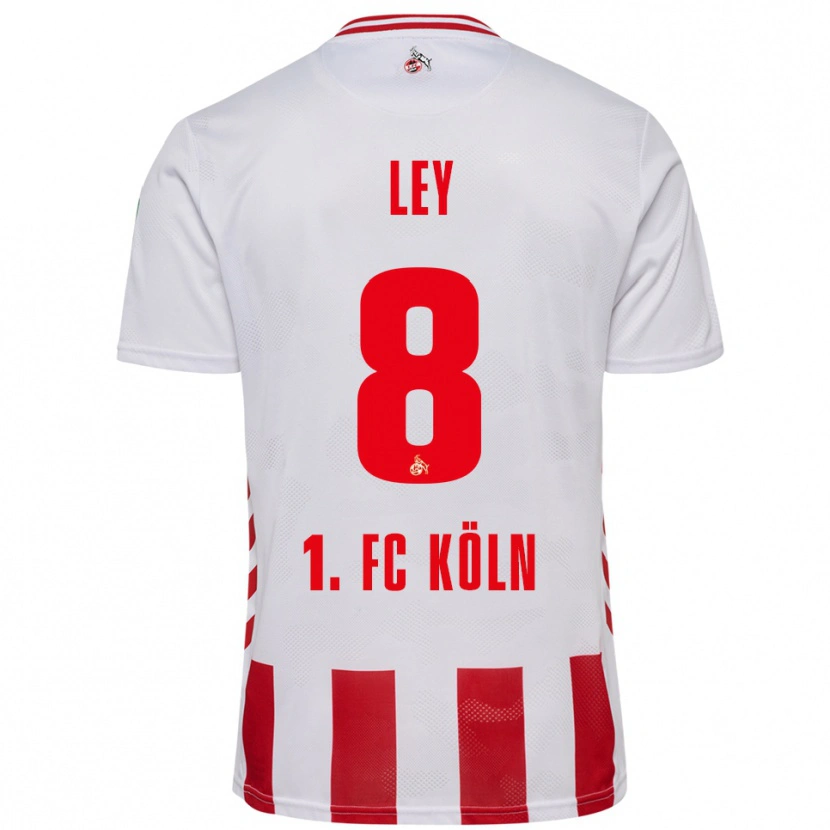 Danxen Enfant Maillot Benjamin Ley #8 Blanc Rouge Tenues Domicile 2025/26 T-Shirt