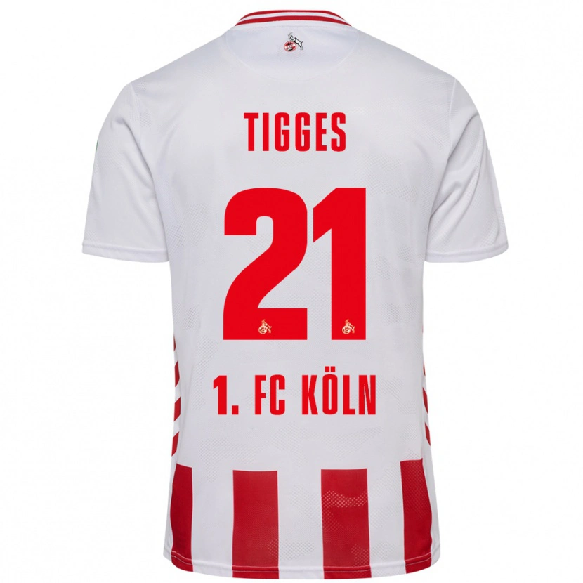 Danxen Enfant Maillot Steffen Tigges #21 Blanc Rouge Tenues Domicile 2025/26 T-Shirt
