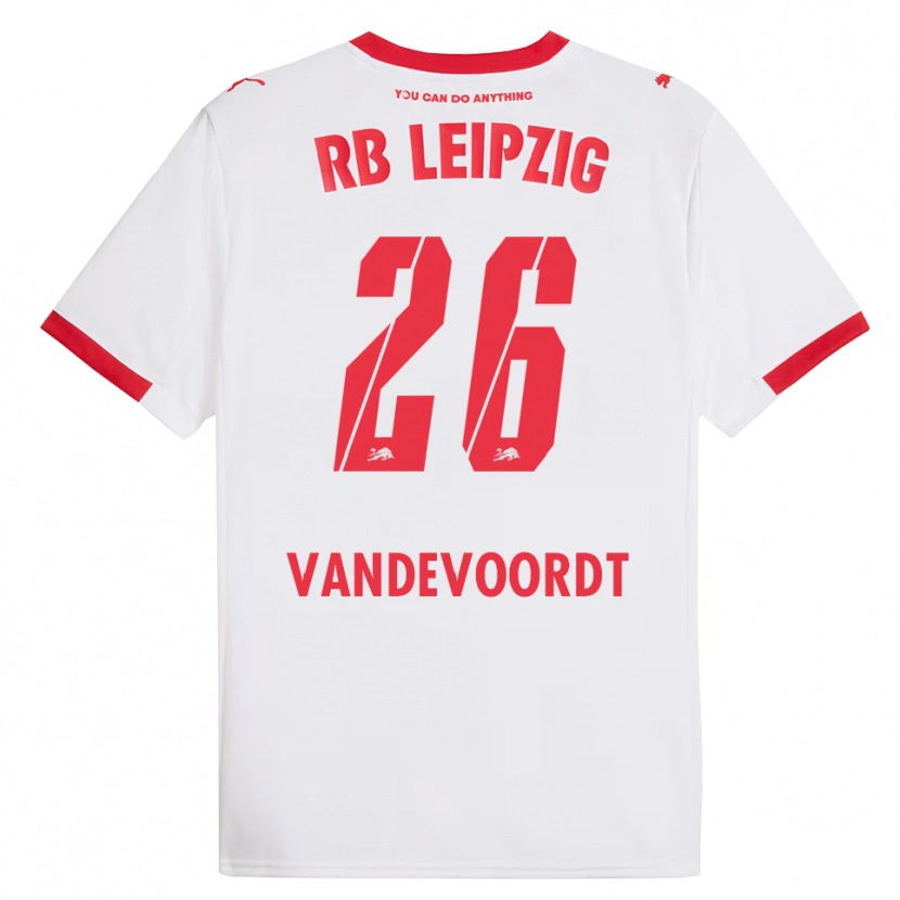 Danxen Enfant Maillot Maarten Vandevoordt #26 Blanc Rouge Tenues Domicile 2025/26 T-Shirt