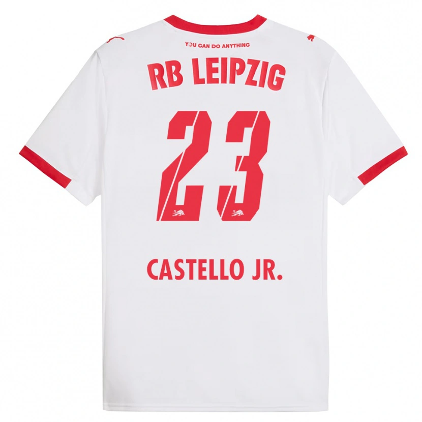 Danxen Enfant Maillot Castello Lukeba #23 Blanc Rouge Tenues Domicile 2025/26 T-Shirt