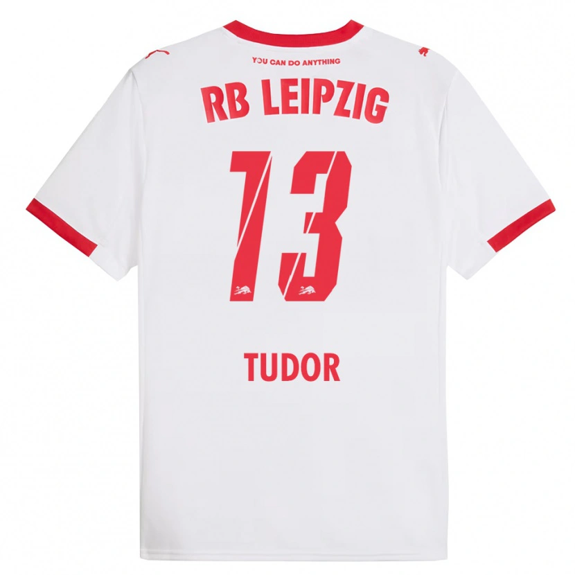 Danxen Enfant Maillot Aaron Tudor #13 Blanc Rouge Tenues Domicile 2025/26 T-Shirt