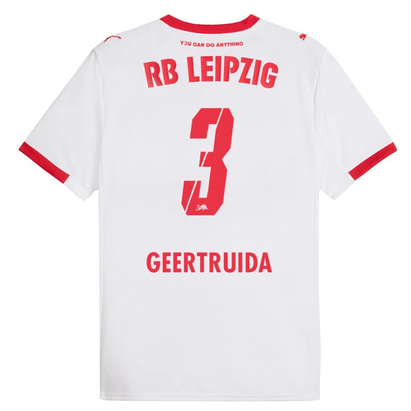 Danxen Enfant Maillot Lutsharel Geertruida #3 Blanc Rouge Tenues Domicile 2025/26 T-Shirt