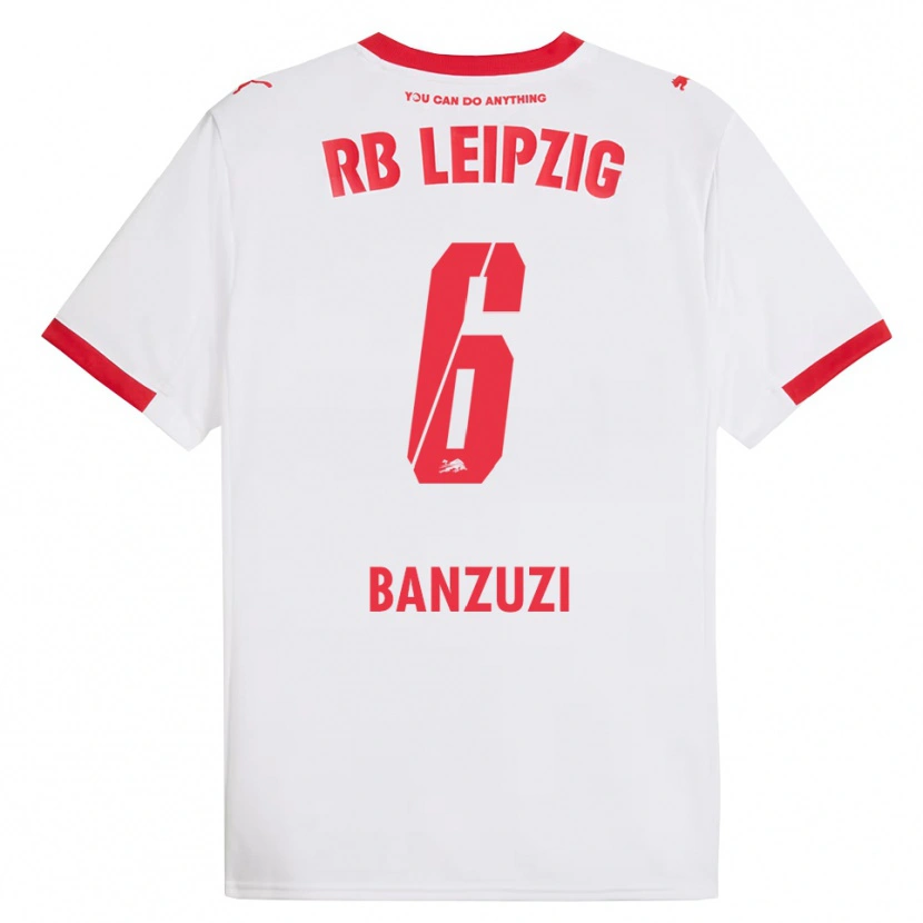Danxen Enfant Maillot Ezechiel Banzuzi #6 Blanc Rouge Tenues Domicile 2025/26 T-Shirt