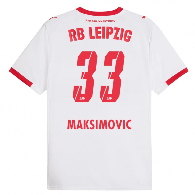 Danxen Enfant Maillot Andrija Maksimovic #33 Blanc Rouge Tenues Domicile 2025/26 T-Shirt