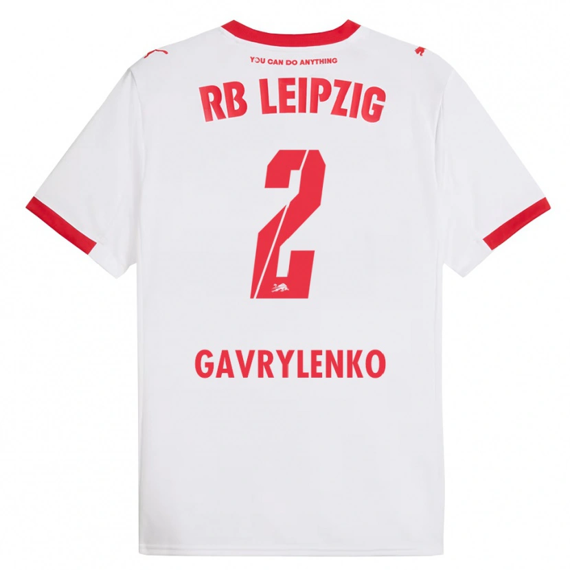 Danxen Enfant Maillot Oleksandr Gavrylenko #2 Blanc Rouge Tenues Domicile 2025/26 T-Shirt