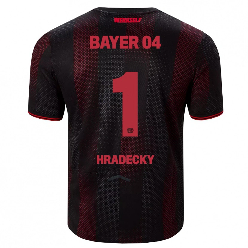 Danxen Enfant Maillot Lukas Hradecky #1 Noir Rouge Tenues Domicile 2025/26 T-Shirt