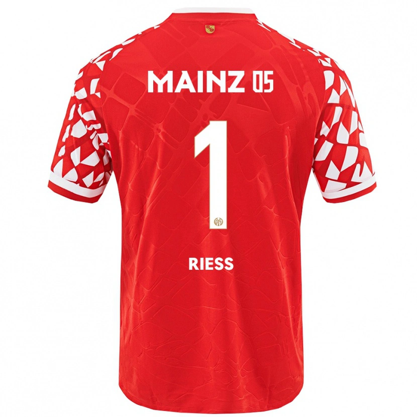 Danxen Enfant Maillot Lasse Rieß #1 Rouge Blanc Tenues Domicile 2025/26 T-Shirt