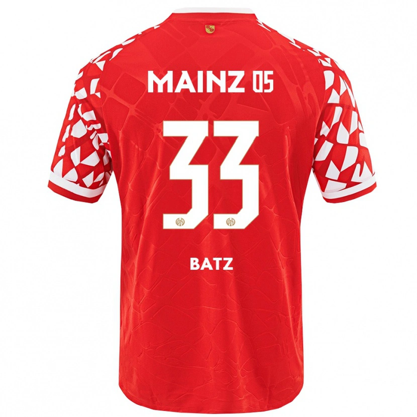 Danxen Enfant Maillot Daniel Batz #33 Rouge Blanc Tenues Domicile 2025/26 T-Shirt