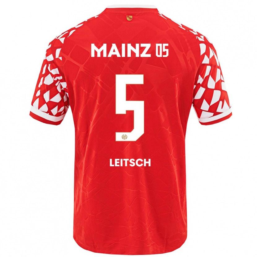 Danxen Enfant Maillot Maxim Leitsch #5 Rouge Blanc Tenues Domicile 2025/26 T-Shirt
