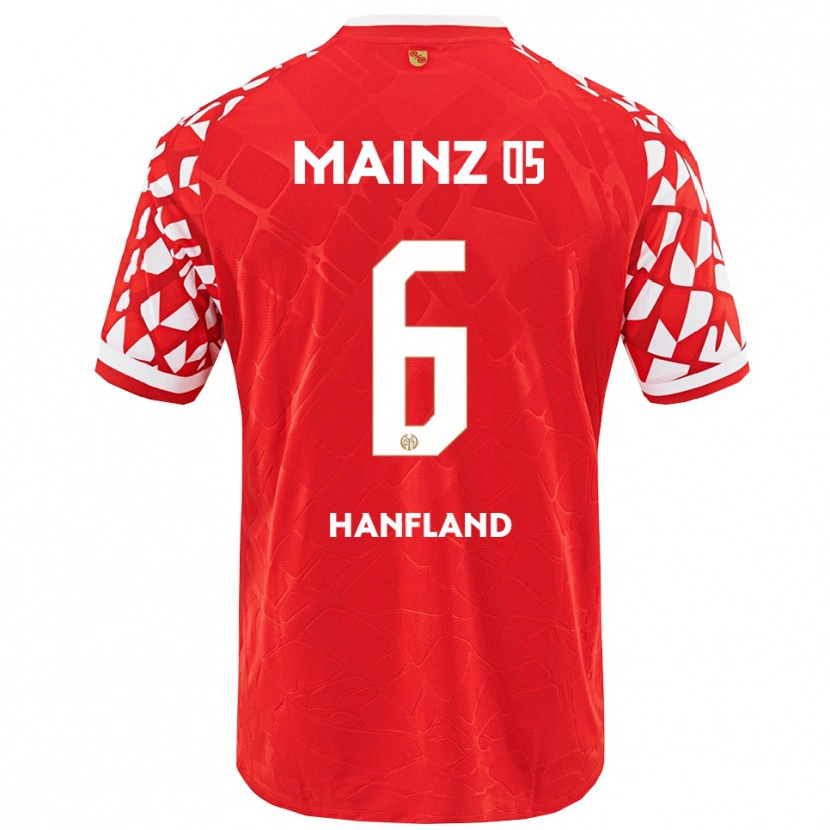 Danxen Enfant Maillot Paul Hanfland #6 Rouge Blanc Tenues Domicile 2025/26 T-Shirt