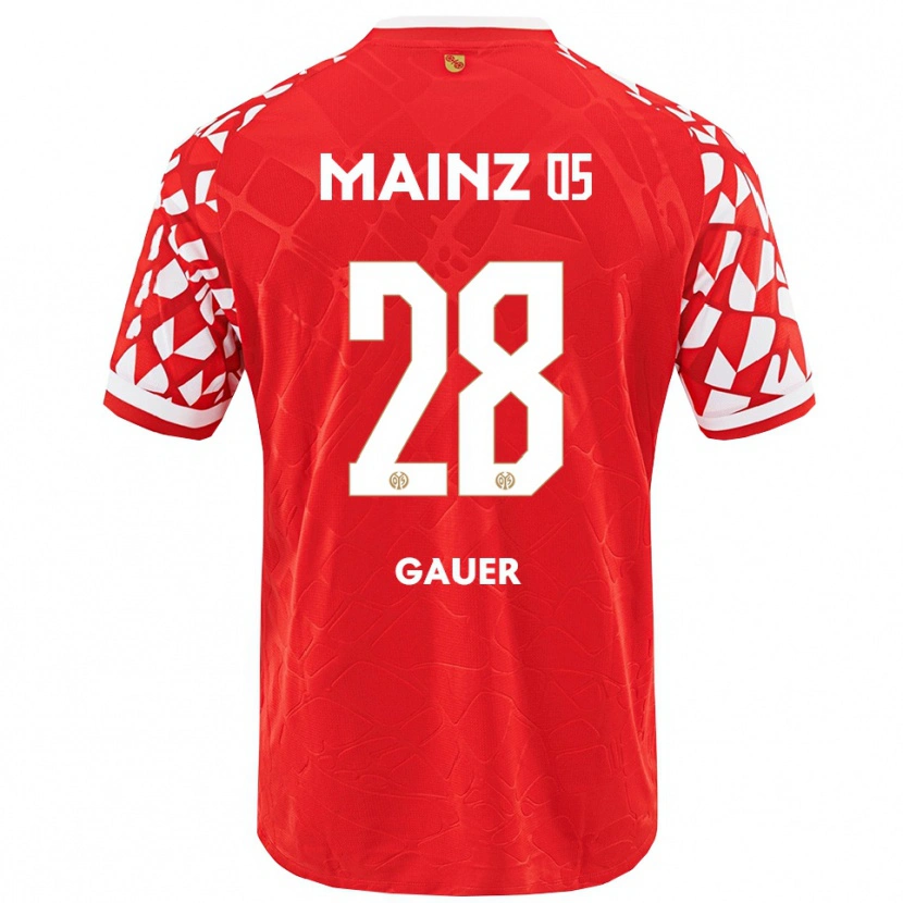 Danxen Enfant Maillot Luke Gauer #28 Rouge Blanc Tenues Domicile 2025/26 T-Shirt