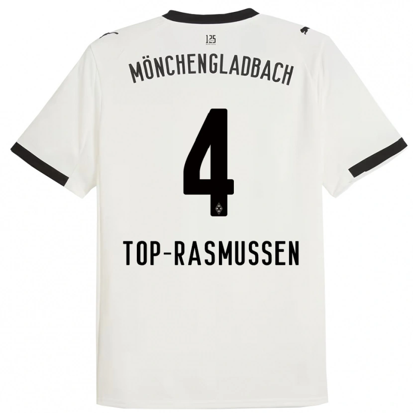 Danxen Enfant Maillot Tristan Top-Rasmussen #4 Blanc Noir Tenues Domicile 2025/26 T-Shirt