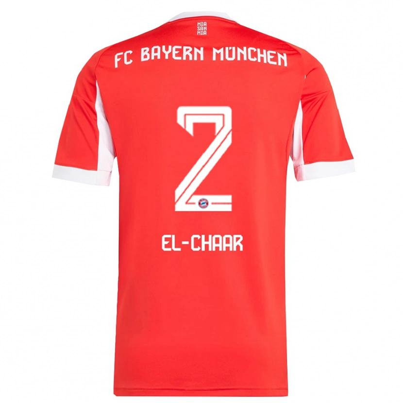 Danxen Enfant Maillot Adam El-Chaar #2 Blanc Rouge Tenues Domicile 2025/26 T-Shirt