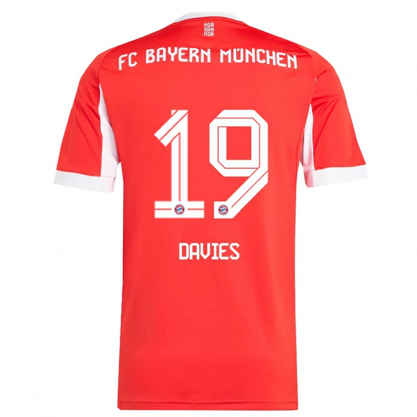 Danxen Enfant Maillot Alphonso Davies #19 Blanc Rouge Tenues Domicile 2025/26 T-Shirt