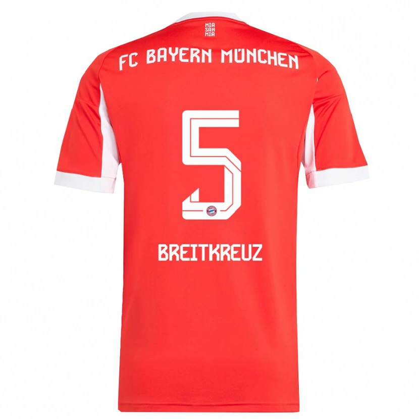Danxen Enfant Maillot Steve Breitkreuz #5 Blanc Rouge Tenues Domicile 2025/26 T-Shirt