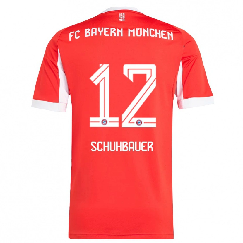 Danxen Enfant Maillot Maximilian Schuhbauer #12 Blanc Rouge Tenues Domicile 2025/26 T-Shirt
