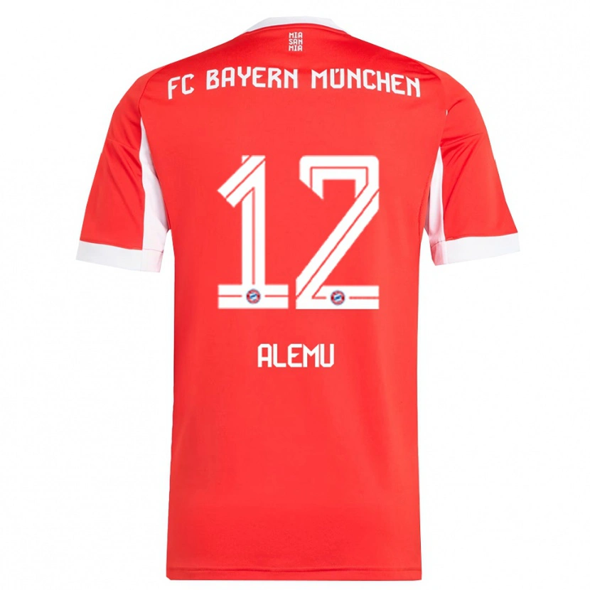 Danxen Enfant Maillot Liul Alemu #12 Blanc Rouge Tenues Domicile 2025/26 T-Shirt