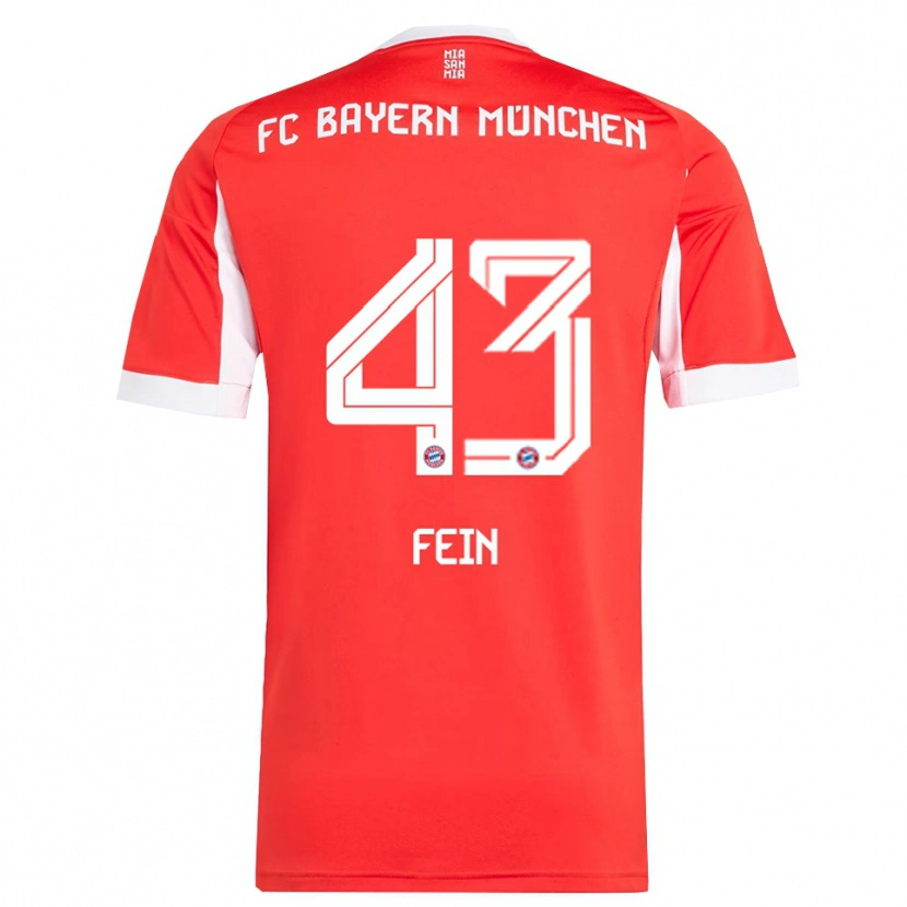Danxen Enfant Maillot Adrian Fein #43 Blanc Rouge Tenues Domicile 2025/26 T-Shirt