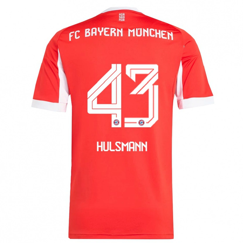 Danxen Enfant Maillot Tom Hulsmann #43 Blanc Rouge Tenues Domicile 2025/26 T-Shirt