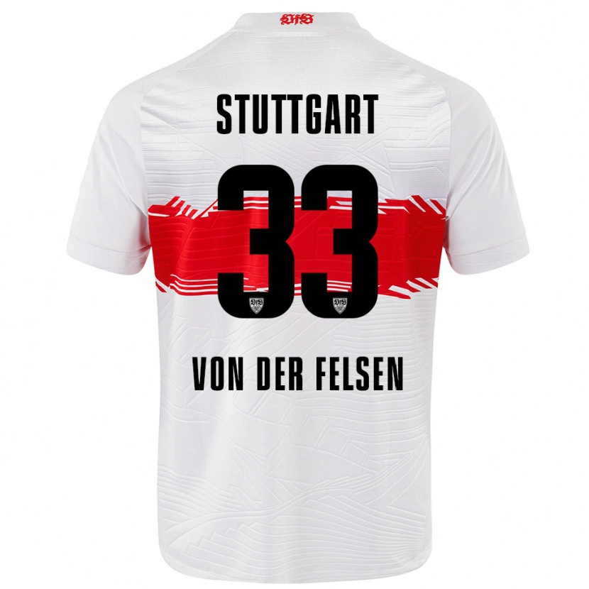 Danxen Enfant Maillot Jerik Von Der Felsen #33 Blanc Rouge Tenues Domicile 2025/26 T-Shirt