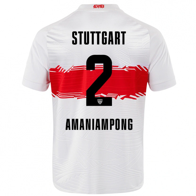 Danxen Enfant Maillot Kaden Amaniampong #2 Blanc Rouge Tenues Domicile 2025/26 T-Shirt