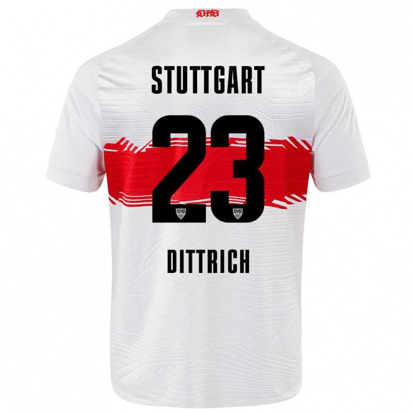 Danxen Enfant Maillot Robin Dittrich #23 Blanc Rouge Tenues Domicile 2025/26 T-Shirt