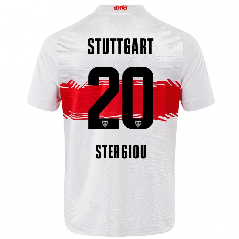 Danxen Enfant Maillot Leonidas Stergiou #20 Blanc Rouge Tenues Domicile 2025/26 T-Shirt