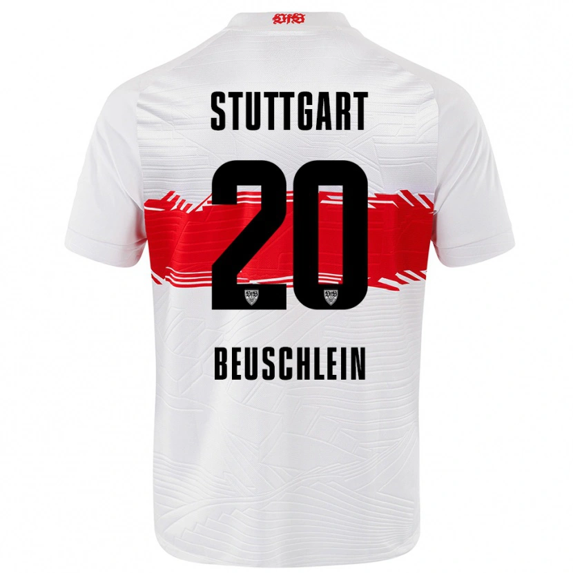Danxen Enfant Maillot Jana Beuschlein #20 Blanc Rouge Tenues Domicile 2025/26 T-Shirt
