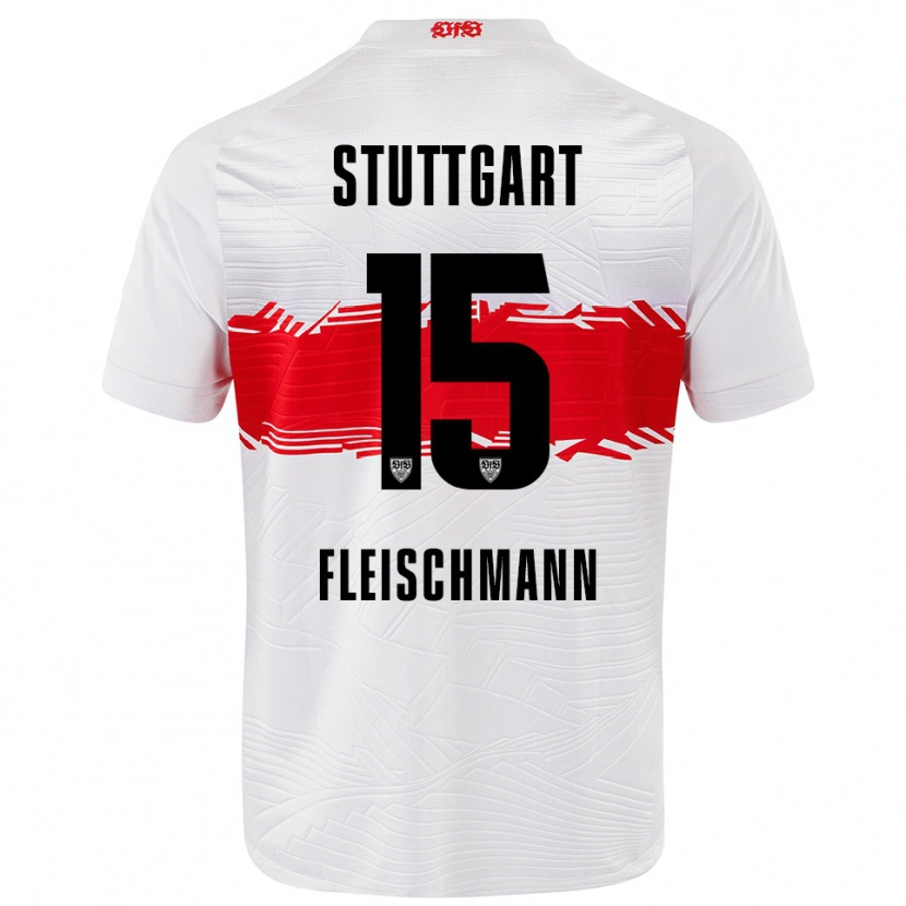 Danxen Enfant Maillot Svea Fleischmann #15 Blanc Rouge Tenues Domicile 2025/26 T-Shirt