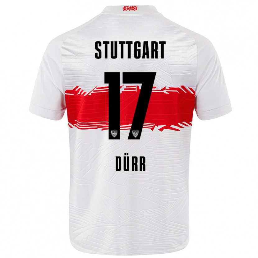 Danxen Enfant Maillot Muriel Dürr #17 Blanc Rouge Tenues Domicile 2025/26 T-Shirt