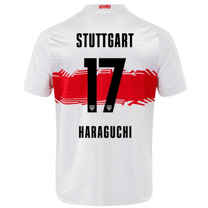 Danxen Enfant Maillot Genki Haraguchi #17 Blanc Rouge Tenues Domicile 2025/26 T-Shirt