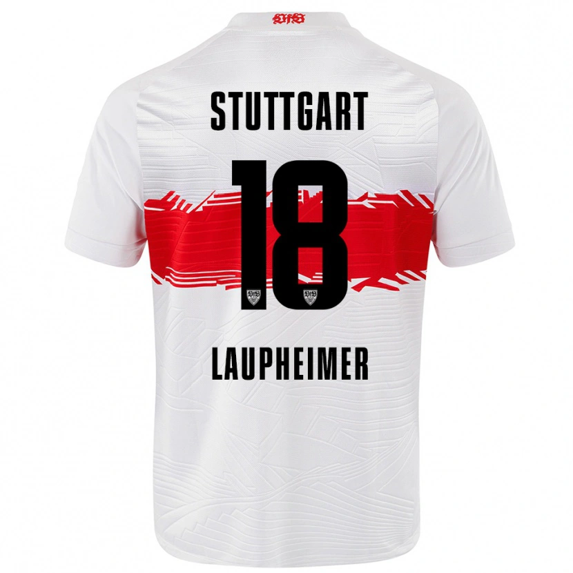Danxen Enfant Maillot Lukas Laupheimer #18 Blanc Rouge Tenues Domicile 2025/26 T-Shirt