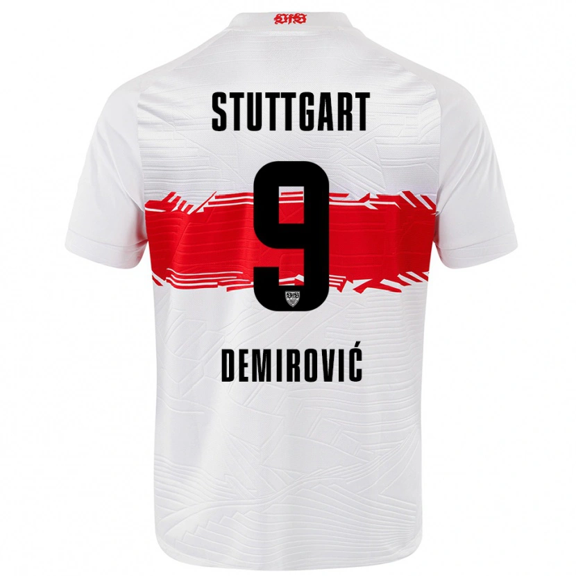 Danxen Enfant Maillot Ermedin Demirovic #9 Blanc Rouge Tenues Domicile 2025/26 T-Shirt