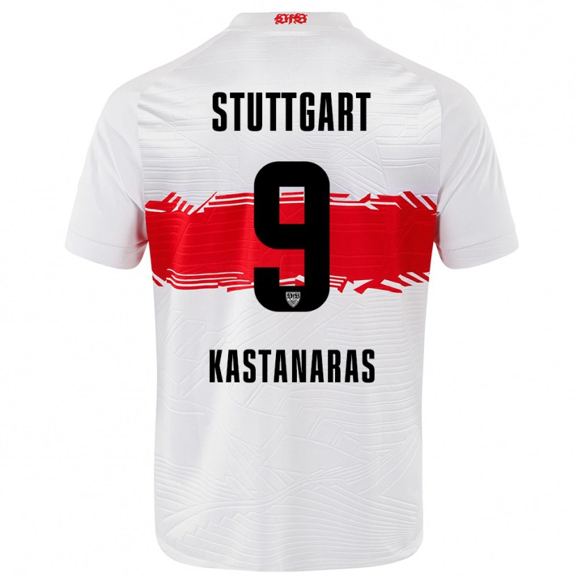 Danxen Enfant Maillot Thomas Kastanaras #9 Blanc Rouge Tenues Domicile 2025/26 T-Shirt