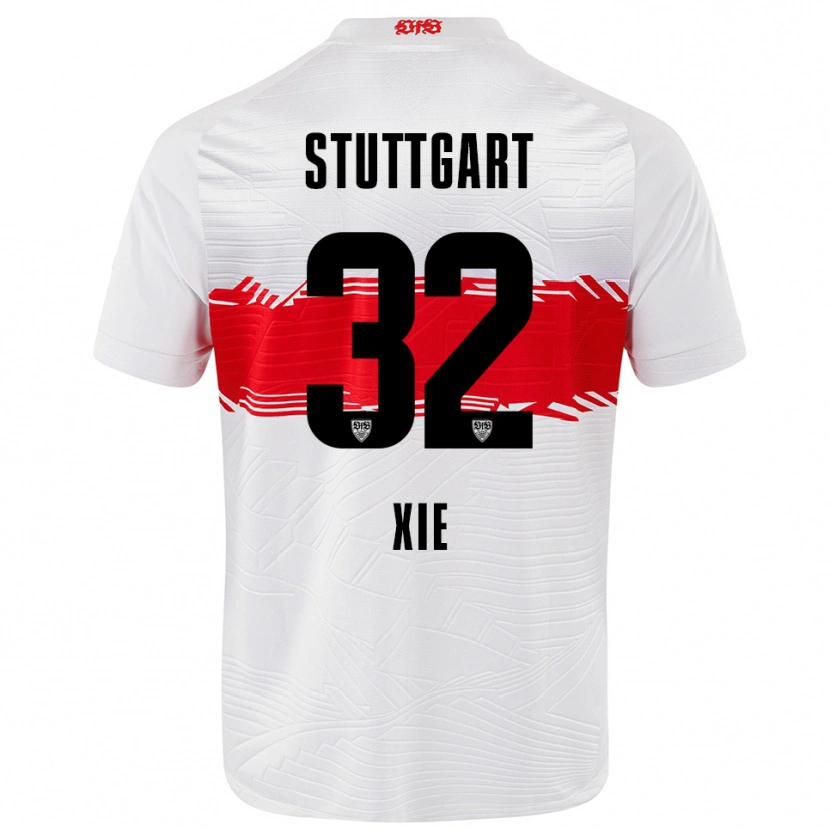 Danxen Enfant Maillot Alexander Xie #32 Blanc Rouge Tenues Domicile 2025/26 T-Shirt