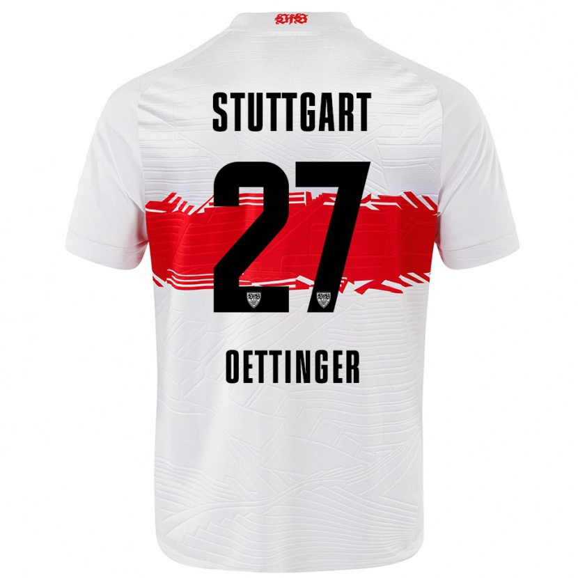 Danxen Enfant Maillot Jannik Oettinger #27 Blanc Rouge Tenues Domicile 2025/26 T-Shirt