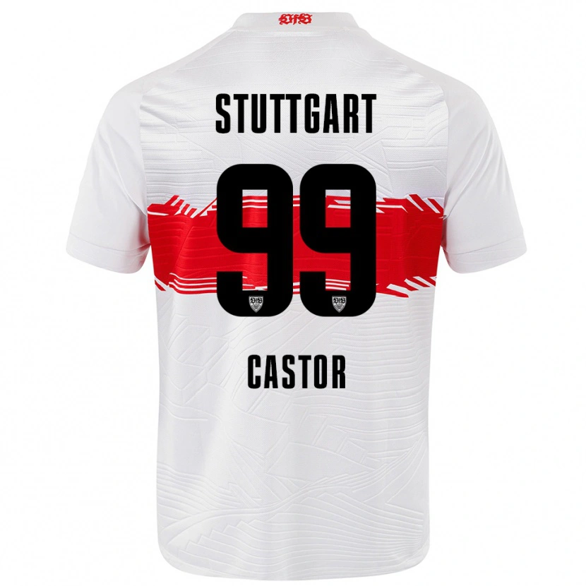 Danxen Enfant Maillot Gillian Castor #99 Blanc Rouge Tenues Domicile 2025/26 T-Shirt