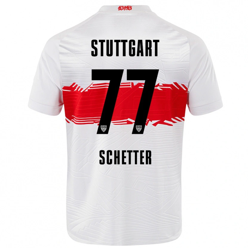 Danxen Enfant Maillot Leonie Schetter #77 Blanc Rouge Tenues Domicile 2025/26 T-Shirt