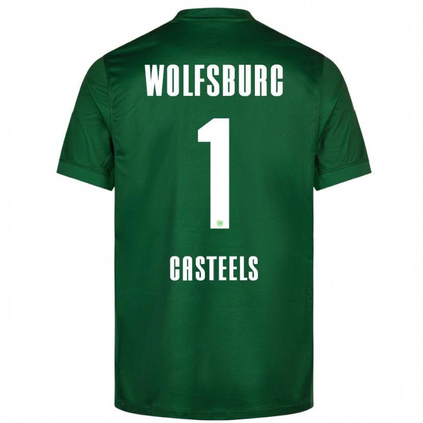 Danxen Enfant Maillot Koen Casteels #1 Vert Blanc Tenues Domicile 2025/26 T-Shirt