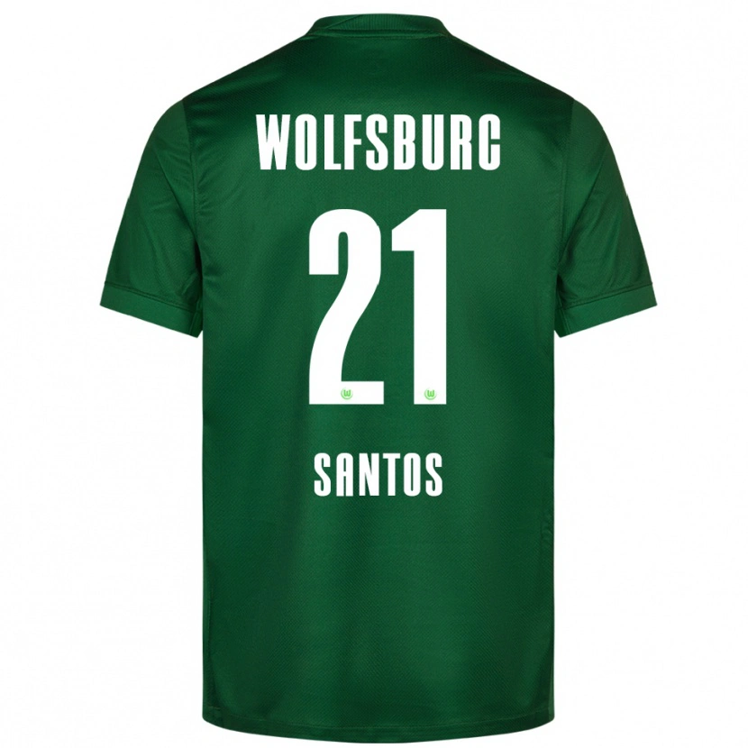Danxen Enfant Maillot Leonardo Santos #21 Vert Blanc Tenues Domicile 2025/26 T-Shirt