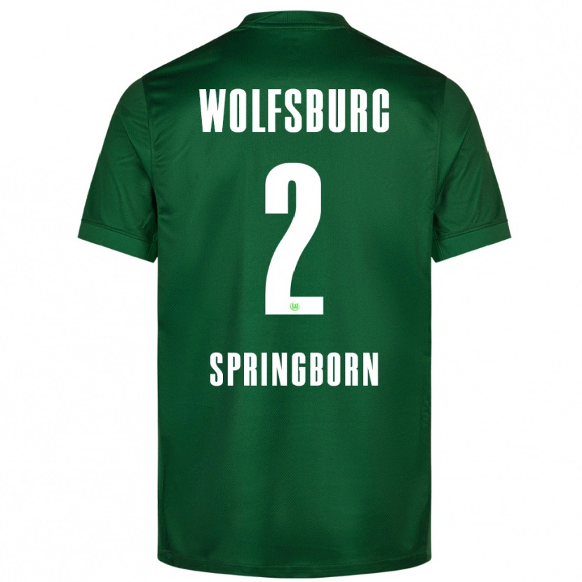 Danxen Enfant Maillot Noah Springborn #2 Vert Blanc Tenues Domicile 2025/26 T-Shirt