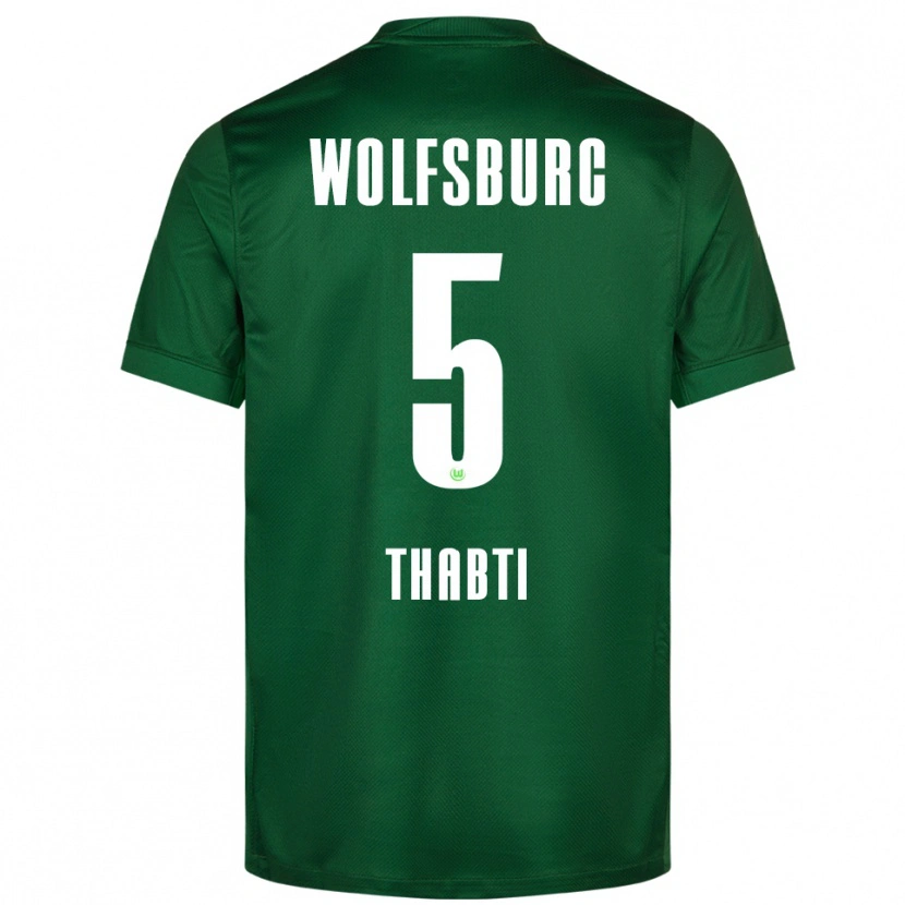 Danxen Enfant Maillot Mohamed Thabti #5 Vert Blanc Tenues Domicile 2025/26 T-Shirt